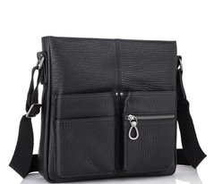 Мужская кожаная сумка через плечо черная Tiding Bag SM8-008A Черный