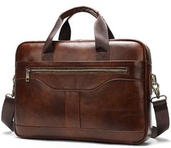 Деловая мужская сумка из зернистой кожи Vintage 14837 Коричневая