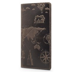 Дизайнерский коричневый бумажник с натуральной кожи, коллекция "7 wonders of the world"