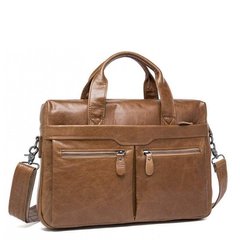 Мужская кожаная сумка для ноутбука и документов светло-коричневая Tiding Bag S-M56-7122C-2 Коричневый