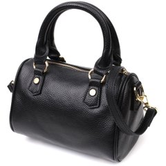 Елегантна жіноча сумка бочонок з двома ручками з натуральної шкіри Vintage 22353 Чорна