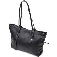 Вместительная женская сумка из натуральной кожи 22082 Vintage Черная