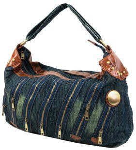Женская джинсовая, коттоновая сумка Fashion jeans bag темно-синяя