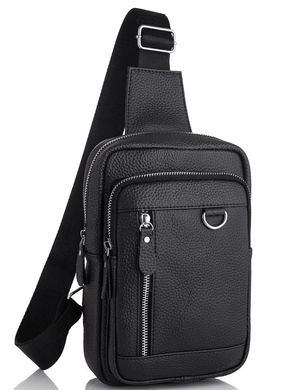 Мужской кожаный рюкзак на одну лямку через плечо Tiding Bag A25F-6315A Черный