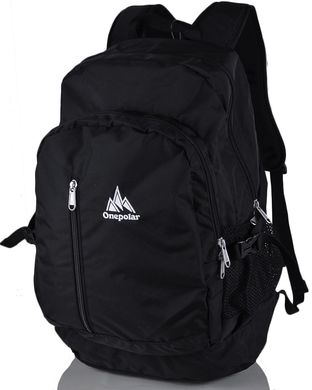 Добротный мужской рюкзак черного цвета ONEPOLAR W1800-black, Черный