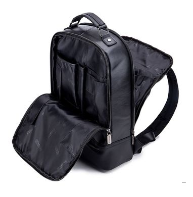 Мужской кожаный рюкзак T0331 BULL Черный