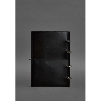 Натуральный кожаный блокнот А4 на кольцах (софт-бук) 9.0 в мягкой обложке черный глянец Blanknote BN-SB-9-A4-soft-ygol