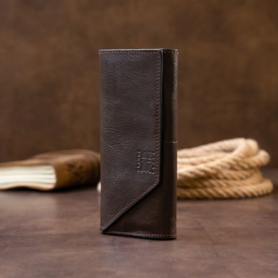Горизонтальный клатч глянцевый на магните GRANDE PELLE 11317 Шоколадный