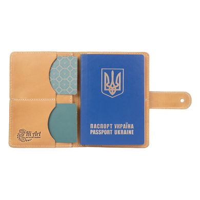 Шкіряне портмоне для паспорта / ID документів HiArt PB-03S / 1 Shabby Honey "Buta Art"