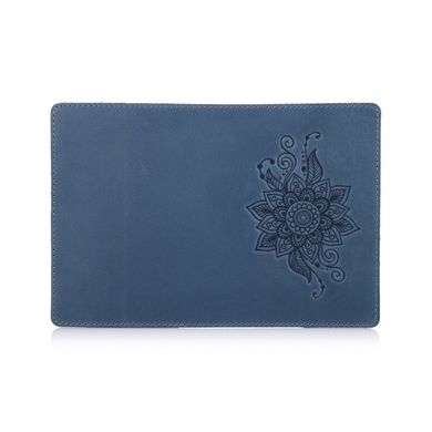 Дизайнерская кожаная обложка для паспорта с отделением для карт голубого цвета, коллекция "Mehendi Classic"