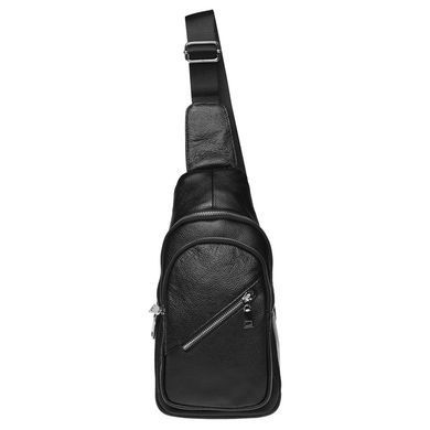 Чоловічий шкіряний рюкзак Borsa Leather k16603-black чорний натуральна шкіра, 2 кишені на блискавці