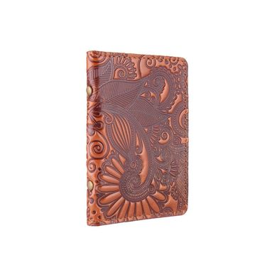 Універсальна бурштинова шкіряна обкладинка-органайзер для ID паспорта / карт, колекція "Mehendi Art"
