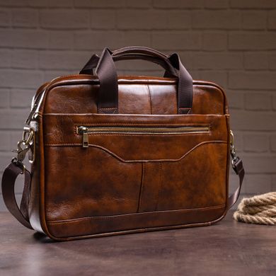 Ділова чоловіча сумка з зернистої шкіри Vintage 14837 Коричнева