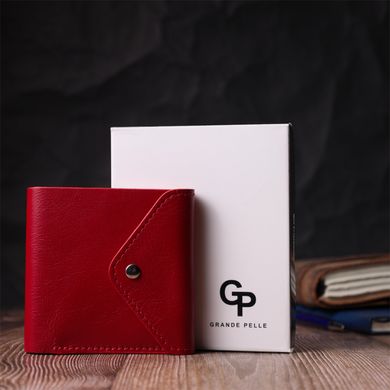 Яскравий жіночий гаманець із глянсової натуральної шкіри GRANDE PELLE 16815 Червоний
