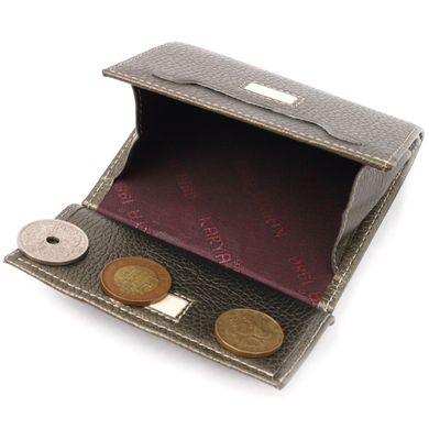 Компактний жіночий гаманець на магніті з натуральної шкіри KARYA 21188 Оливковий