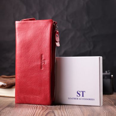 Кошелек-клатч для женщин с двумя молниями из натуральной кожи ST Leather 22526 Красный