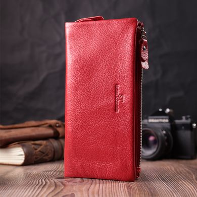 Гаманець-клатч для жінок з двома блискавками з натуральної шкіри ST Leather 22526 Червоний