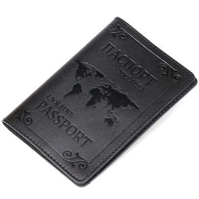 Шкіряна обкладинка на паспорт з картою і рамкою SHVIGEL 13982 Чорна