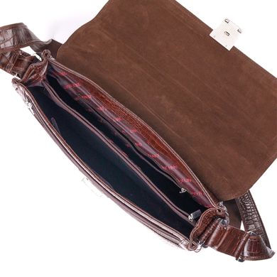 Чоловічий портфель із фактурної шкіри KARYA 20938 Коричневий