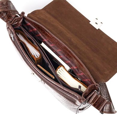 Чоловічий портфель із фактурної шкіри KARYA 20938 Коричневий