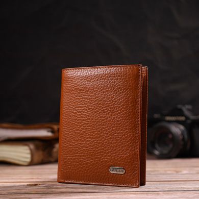 Стильний чоловічий гаманець вертикального формату з натуральної шкіри CANPELLINI 21754 Рудий