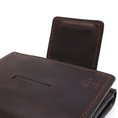 Строгое портмоне унисекс в винтажном стиле GRANDE PELLE 11151 Коричневое