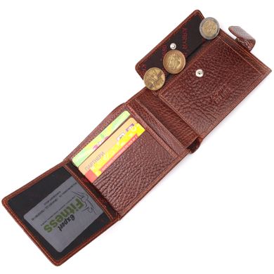 Зручний чоловічий гаманець з хлястиком із натуральної шкіри KARYA 21088 Світло-коричневий