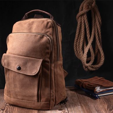 Удобный текстильный рюкзак с уплотненной спинкой и отделением для планшета Vintage sale_15078 Коричневый