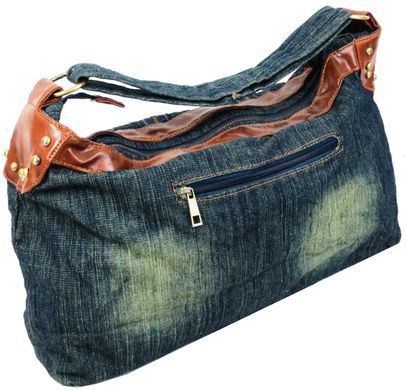 Женская джинсовая, коттоновая сумка Fashion jeans bag темно-синяя