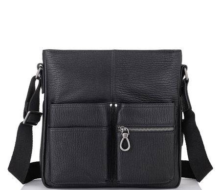 Мужская кожаная сумка через плечо черная Tiding Bag SM8-008A Черный