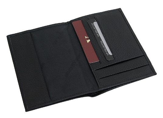 Портмоне-обложка паспорта кожаное Vip Collection 19-F Черное 19.A.FLAT