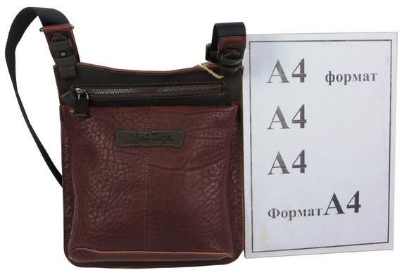 Кожаная мужская сумка, планшетка на ремне Mykhail Ikhtyar, Украина бордовая