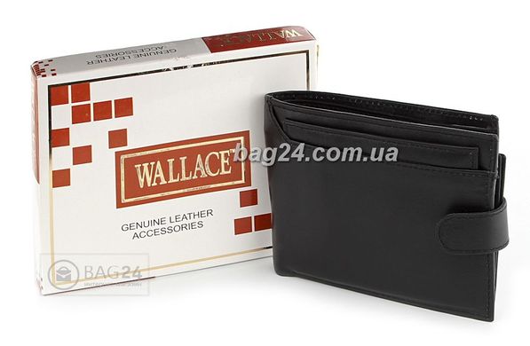 Солидный кожаный мужской кошелек WALLACE, Черный