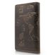 Містке шкіряне портмоне коричневого кольору з авторським художнім тисненням "7 wonders of the world"