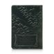 Оригінальна шкіряна обкладинка для паспорта зеленого кольору з художнім тисненням "Discoveries"