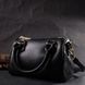 Элегантная женская сумка бочонок с двумя ручками из натуральной кожи Vintage 22353 Черная