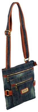 Молодежная джинсовая сумка на плечо Fashion jeans bag темно-синяя
