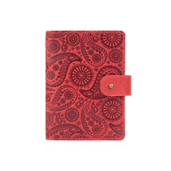 Шкіряне портмоне для паспорта / ID документів HiArt PB-03S / 1 Shabby Red Berry "Buta Art"