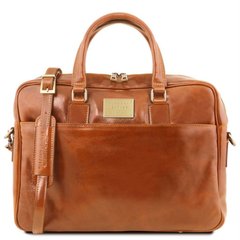 Кожаный портфель для ноутбука с передним карманом Tuscany Leather Urbino TL141241 (Мед)