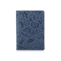 Дизайнерская кожаная обложка для паспорта голубого цвета, коллекция "Let's Go Travel"
