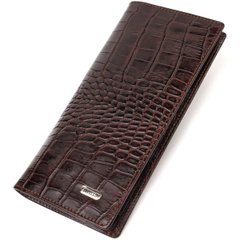 Вертикальний гаманець без застібки з натуральної шкіри C тисненням під крокодила CANPELLINI 21905 Коричневий