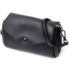 Жіноча шкіряна сумка із трикутним клапаном Vintage 22254 Чорна