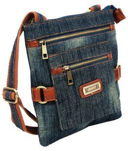 Молодежная джинсовая сумка на плечо Fashion jeans bag темно-синяя