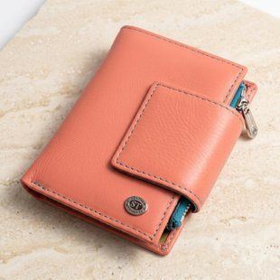Гаманець з натуральної шкіри для жінок з цікавою монетницею ST Leather 19447 Помаранчевий