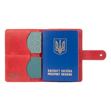 Кожаное портмоне для паспорта / ID документов HiArt PB-03S/1 Shabby Red Berry "Buta Art"