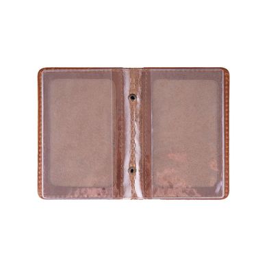 Дизайнерська обкладинка-органайзер для ID паспорта та інших документів з глянсової шкіри кольору глини, колекція "Mehendi Art"