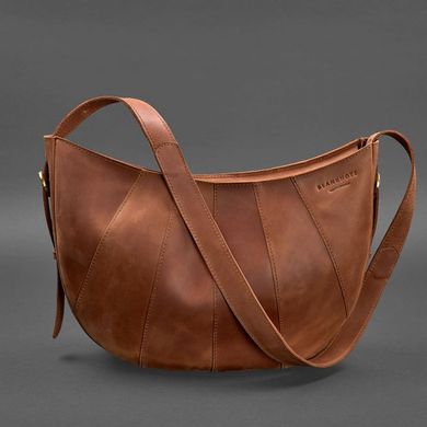 Натуральная кожаная женская сумка Круассан светло-коричневая Blanknote BN-BAG-12-k-kr
