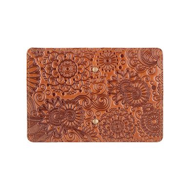 Дизайнерская обложка-органайзер для ID паспорта и других документов с глянцевой кожи цвета глины, коллекция "Mehendi Art"