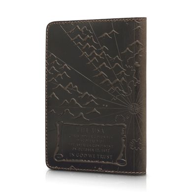 Оригинальная кожаная коричневая обложка для паспорта с художественным тиснением "Discoveries"