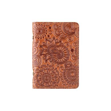 Дизайнерская обложка-органайзер для ID паспорта и других документов с глянцевой кожи цвета глины, коллекция "Mehendi Art"